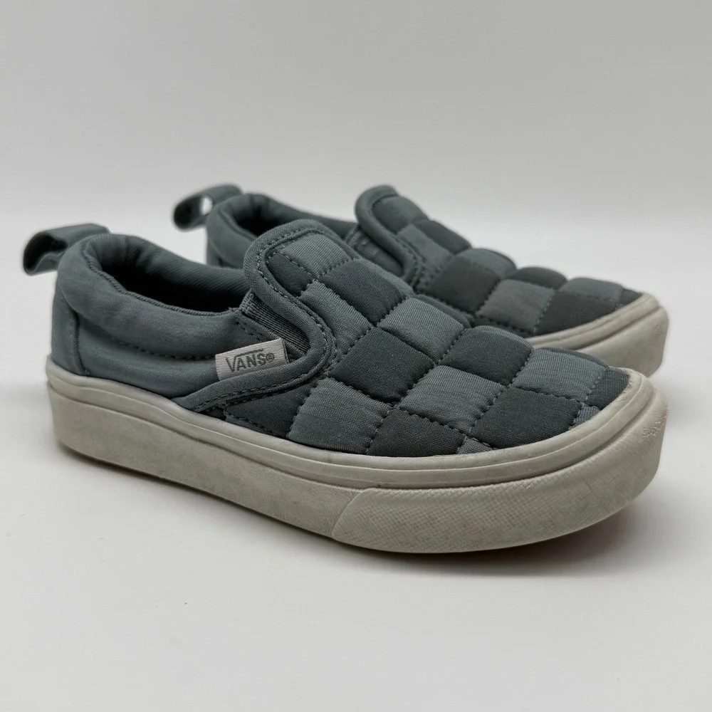 Vans Slip On ComfyCush Puffer Kids 10.5 Grey Quilted Skate Shoes VN0A4P3I2M3